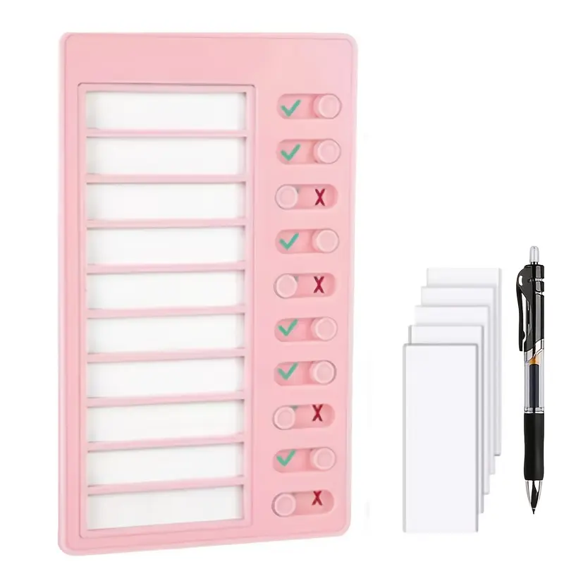 1 Self-discipline Check-in Tracker with 5 Blank Cards + 1 Pen. Reusable for My to-do List, Task Board, Daily Schedule, Planner, Memo, Task Sheet, and Self-discipline Card