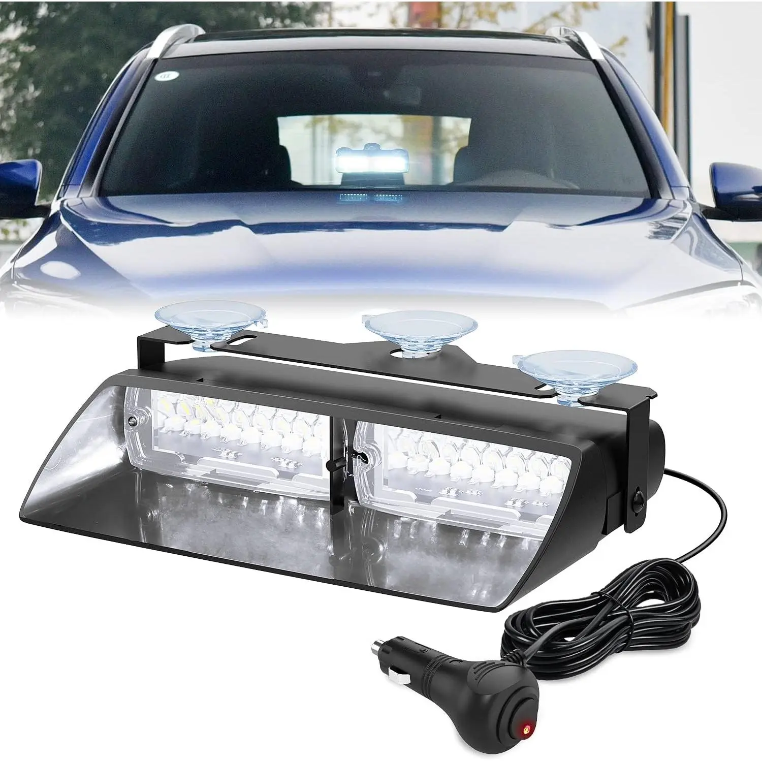 Nilight LED Flashing Light Bar - Super Bright Strobe Light, 24V, 9.84 ft, Windshield-Mountable with Suction Cups & 2 Screws, for Automotive, Motorcycle Use in Snowy, Rainy Conditions