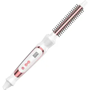 0.5 Inch (1/2 Inch) Ceramic Tourmaline Heated Volumizing Thermal Round Brush Multifunctional Hair Curling Iron Wand Styler White