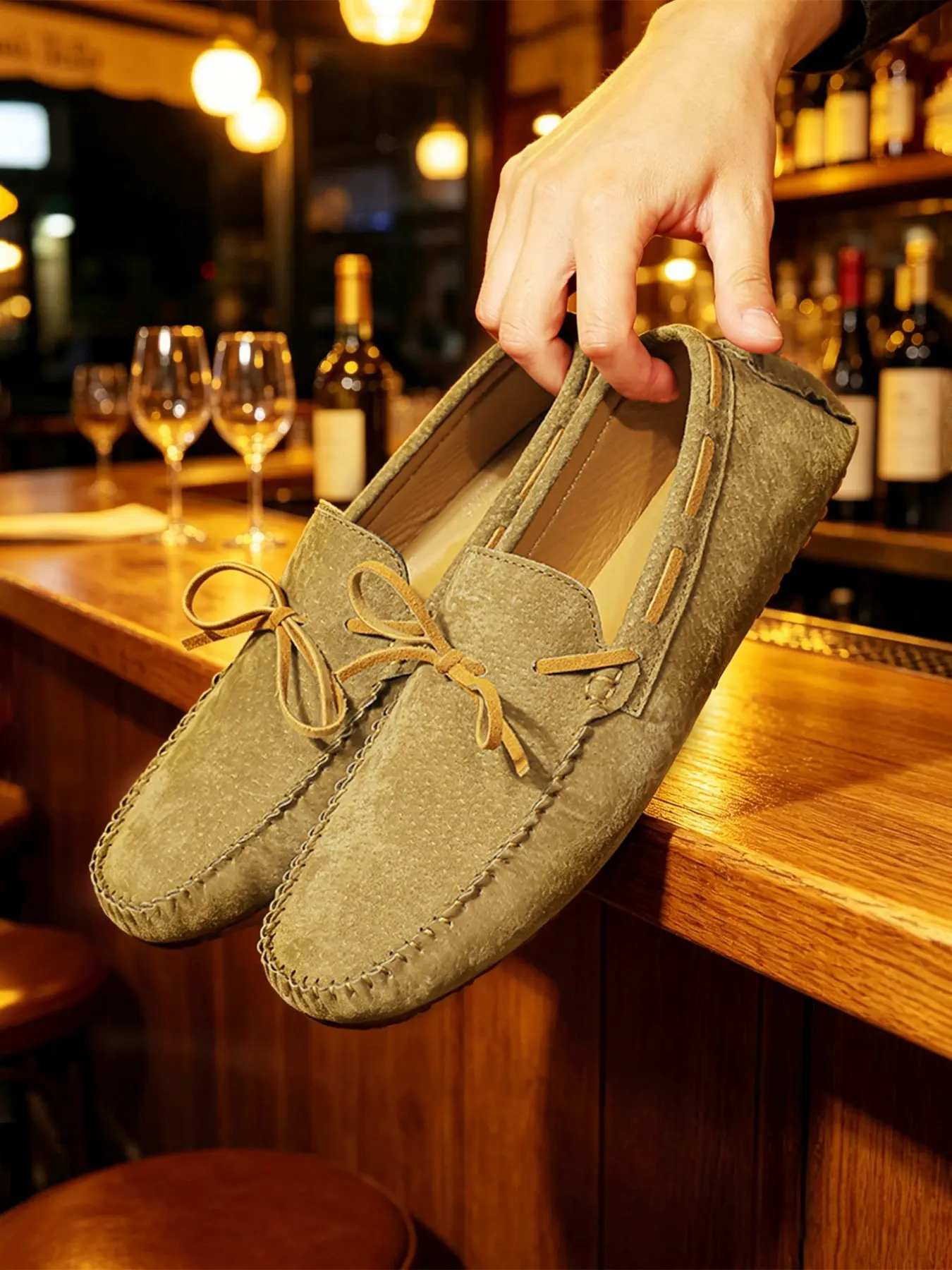 Men's Driving Moccasins Loafers, Slip On Style, Breathable Lightweight Non-Slip, Genuine Suede Upper, Plus Size, Casual Wear Office Shoes