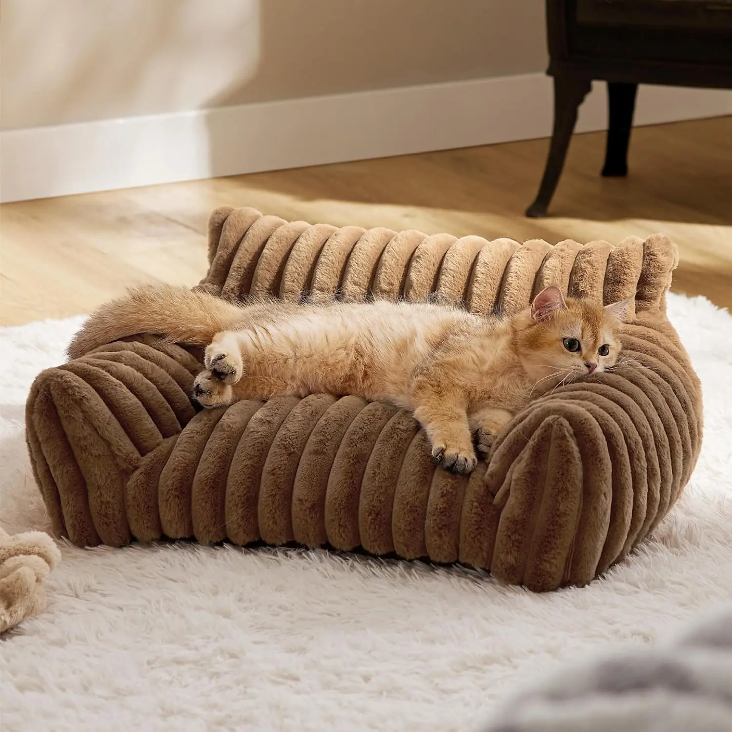 Cat Bed Cats Couch for Puppy and Kitten, Couch Small Dog Sofa Bed, Supportive Cat Sofa for Indoor Cats, Washable Cover & Non-Slip