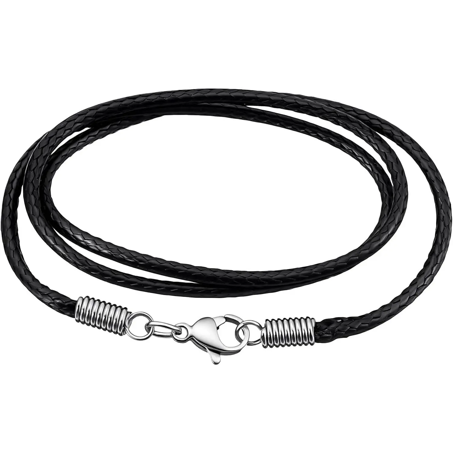 2 Pack Black Cord Necklace, Black String Necklace with Lobster Clasp for Pendant, Adjustable Necklace String for Men Women