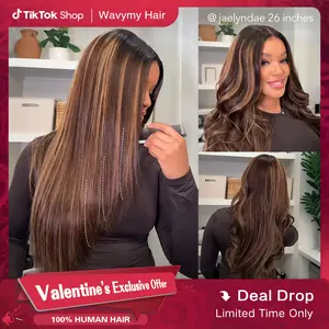 [Exclusive Offer] Wavymy Layered Cut Balayage Highlight Wear Go Glueless 7x5 Lace Pre-Bleached Straight Wigs Pre-pluck 180% Density Human Hair Wigs