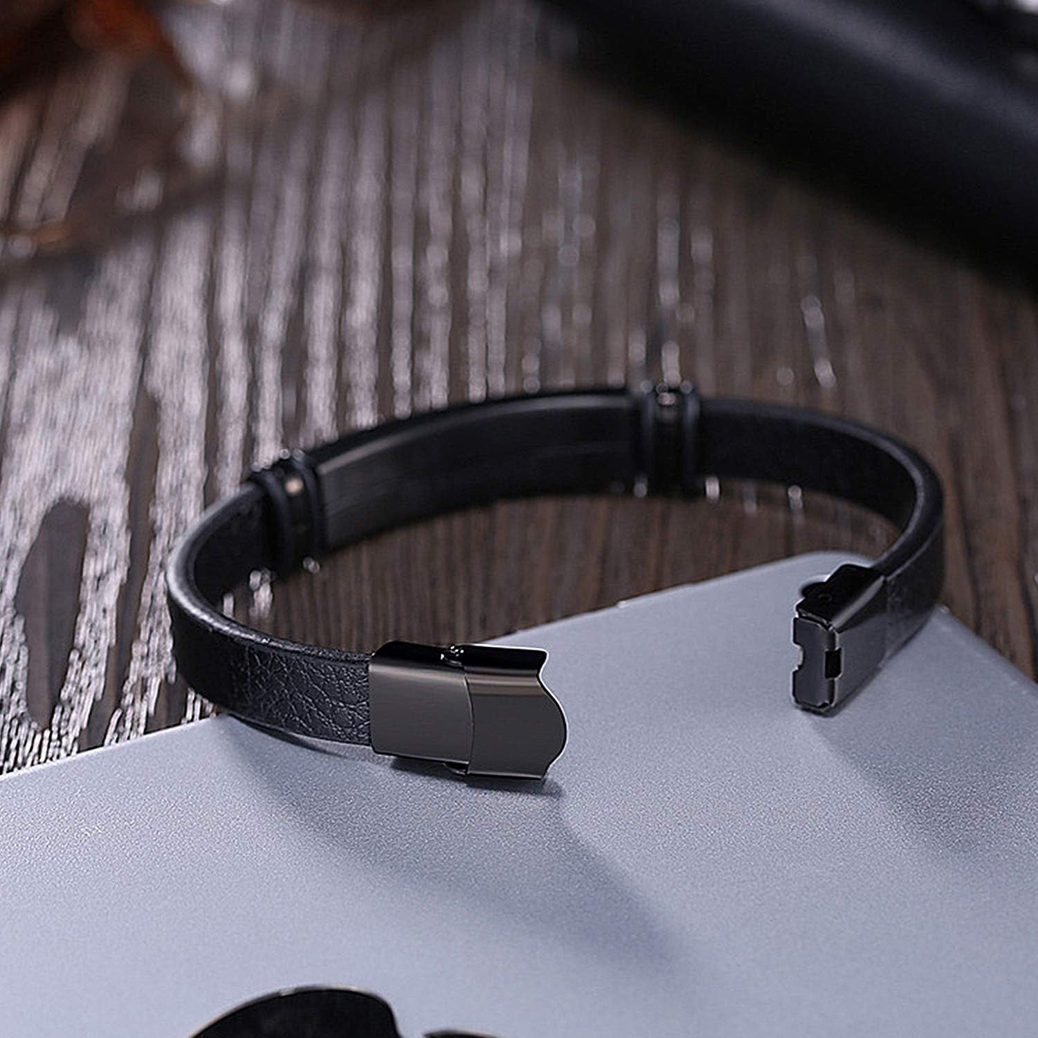 Morse Code Leather Bracelet for Men  Code Engraved Bracelet for Boyfriend Father Husband for Him  Message Bracelet