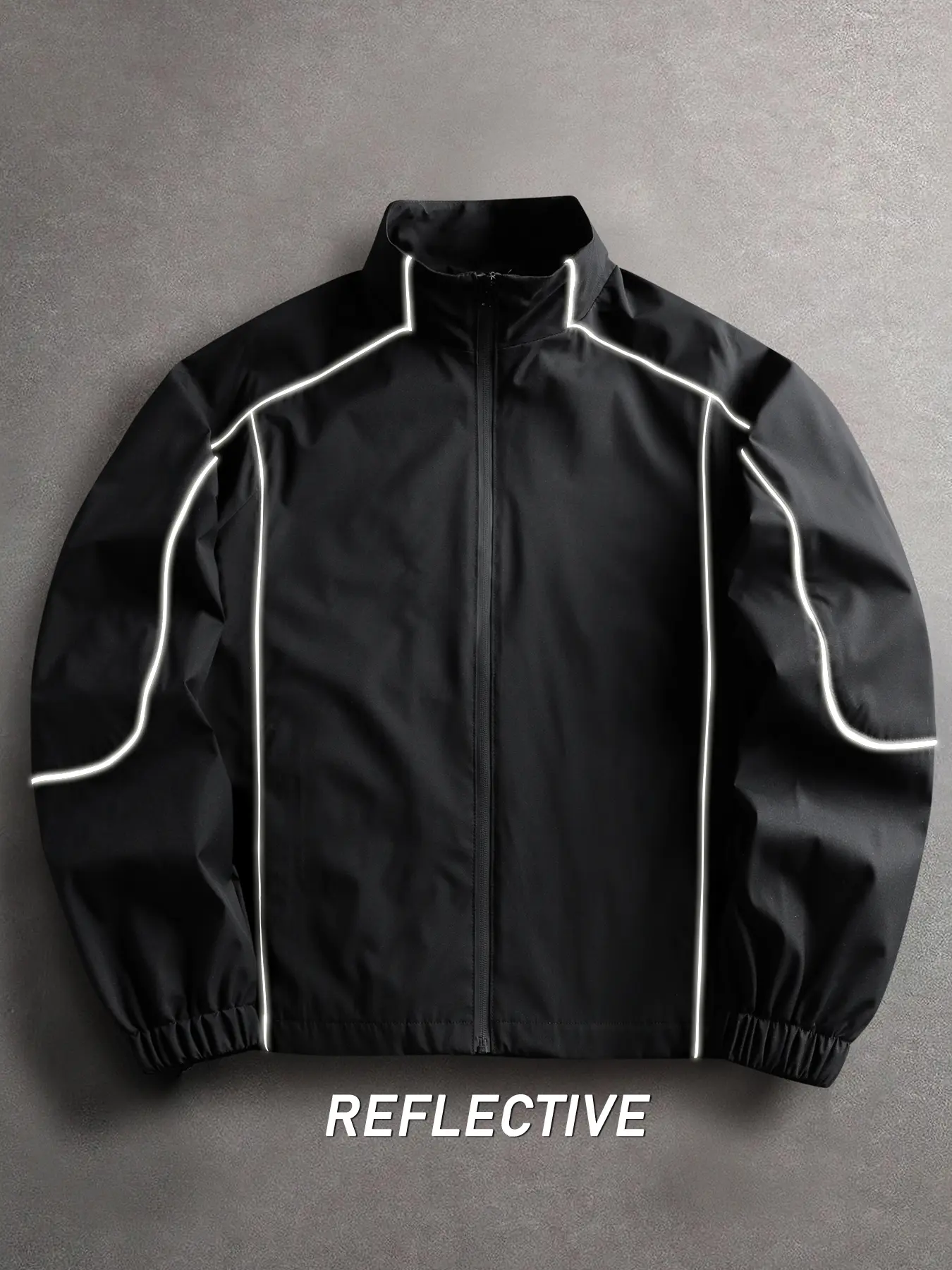 Spring Autumn Reflective Line Design Jacket, Night Glow Outdoor Sports Jacket, Hip Hop Street Fashion, Casual Daily Wear, Men's Outerwear