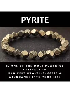 Pyrite Abundance Bracelet, Wealth Bracelet, Original Pyrite & Agate Handmade Beads, 8mm Round Natural Stone Protection Jewelry Gift, High Quality Bracelet