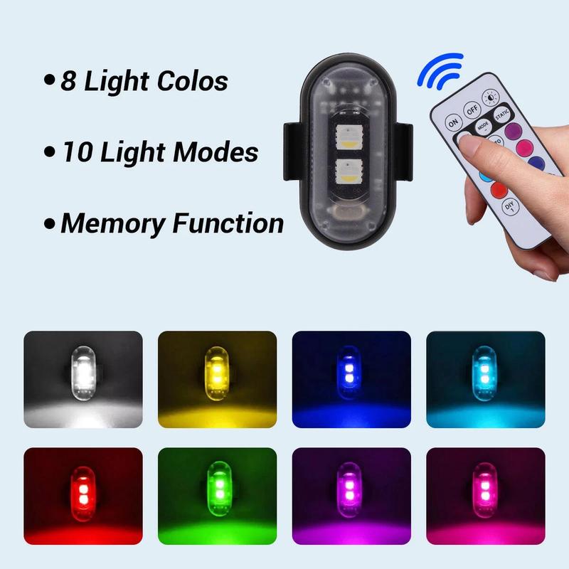 10 Models Wireless LED Lights for Car-24PCS Interior Ambient Strobe Light with Remote, USB-C 80 Hours 8 Colors IP65 Waterproof Rechargeable Underglow Light for Cars, Trucks, eBike, Motorcycle