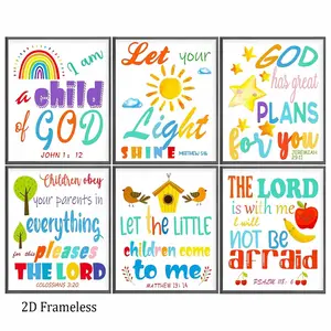 6-piece set   Classroom Decor Set: Colorful Rainbow Bible Verse Wall Decor, Inspirational Canvas Posters for Children, Christian Wall Art for Schools, Daycare Centers, and Playrooms   2D   Frameless