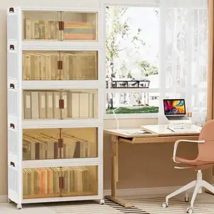 1-Tier Heavy-Duty Stackable Storage Cabinet With Locking Doors - Heavy-Duty Collapsible Storage Unit With Rolling Wheels, Space-Saving Organizer For Home, Office, Garage, Attic - Plastic Storage Cabinet With Front Panels, Easy Assembly