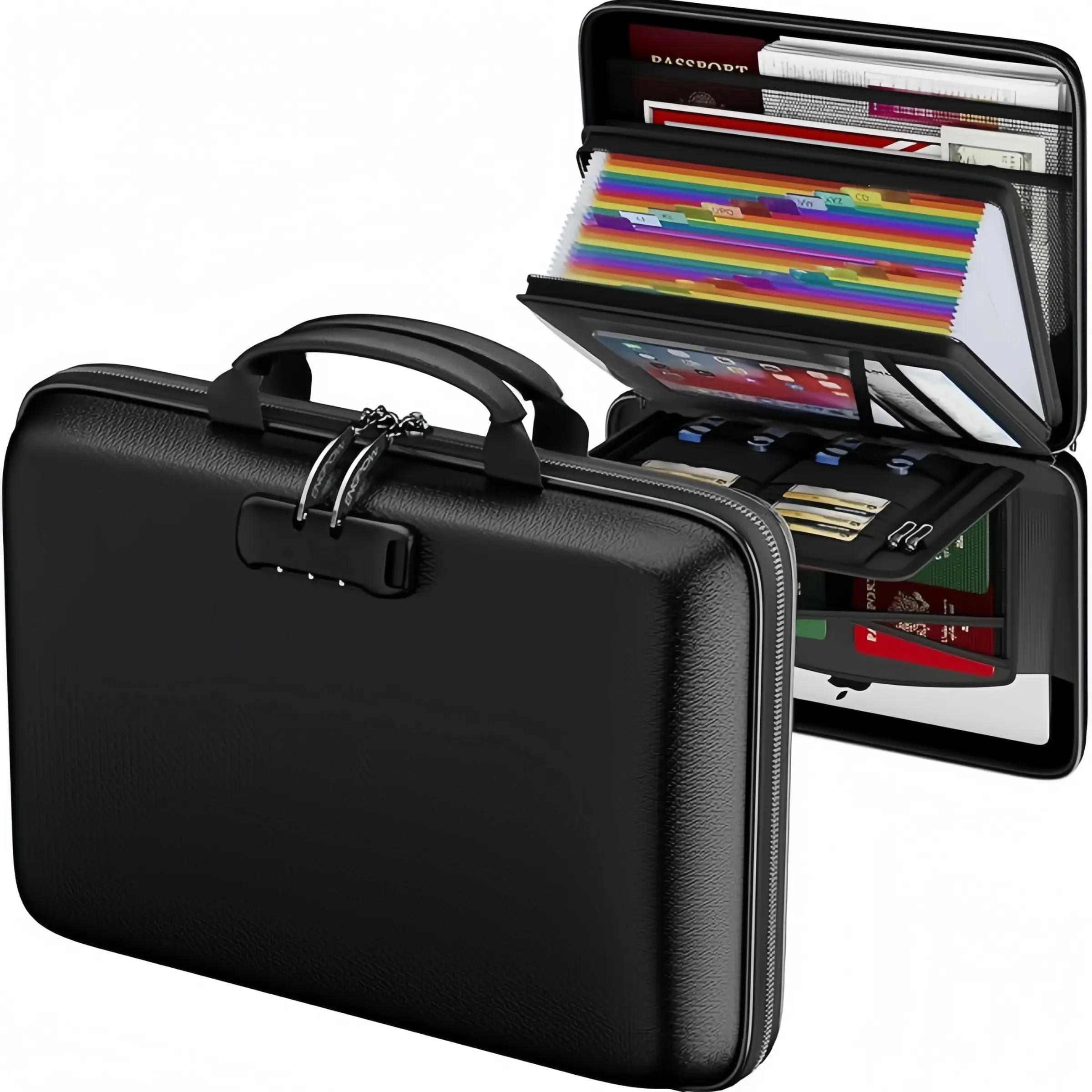 Fireproof Waterproof Eva Password Lock File Folder, Portable Multi-Function Office Organizer, Durable Hard Shell Document Case, File Storage Folder