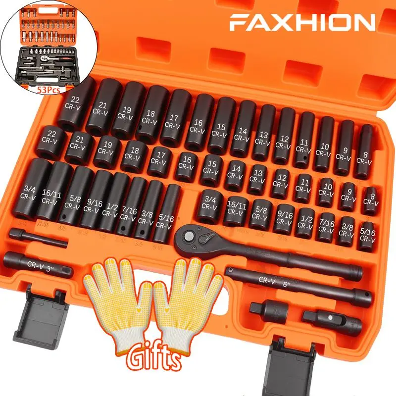FAXHION 50/53 Pieces - High-end professional kit, car/bicycle repair machinery kit, racing-grade auto parts repair ratchet wrench or other auto repair parts kit