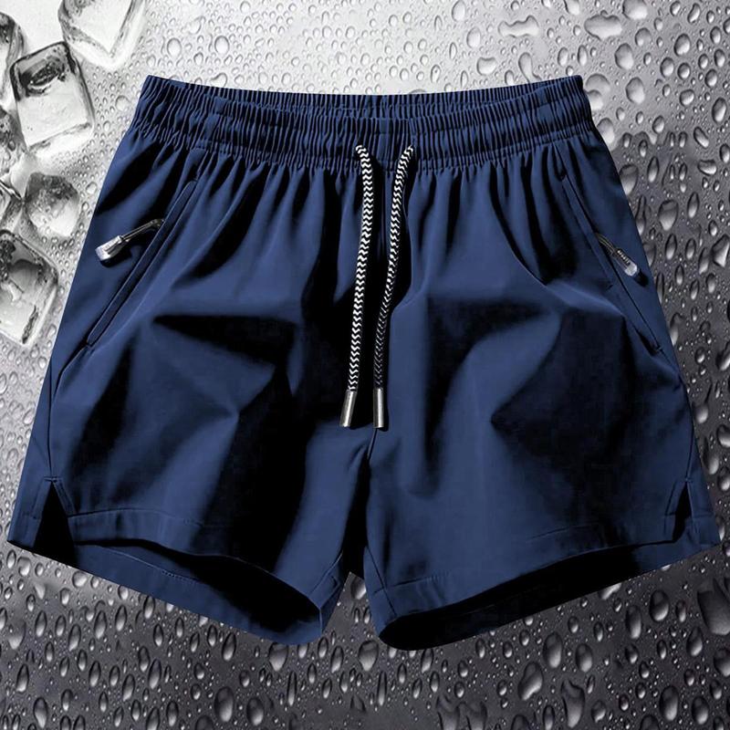 3PCS Men's Plain Fashion Sports Shorts with Drawstring and Zipper Pockets, Suitable for Summer Training, Daily Wear, Elastic Drawstring Waistband with Zipper Pockets, Lightweight and Breathable Summer Workout Pants for Outdoor Activities and Casual Wear