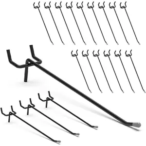 Black Pegboard Hooks 6 Inch, 50 count, Peg Board Hooks, fit 1/8" or 1/4" Pegboard, Peg Board Hooks for  Tool