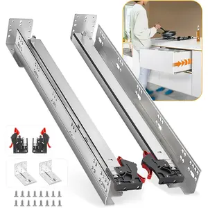 12 Inch Soft Close Bottom Mount Drawer Slides Rails with Rear Mounting Bracket, Locking Devices & Screws, Fit for Face Frame or Frameless Applications (1 Pair)