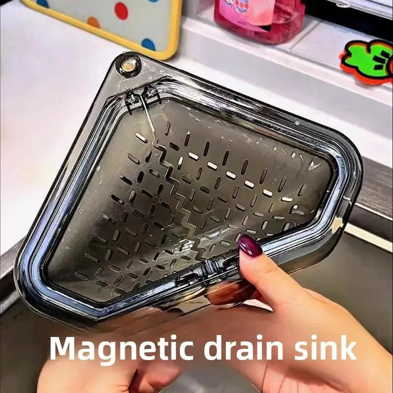 PP+ABS Magnetic Kitchen Sink Drain Basket Filter, Separate Anti-Leak Strainer with Quickly Detachable Openable Bottom Cover