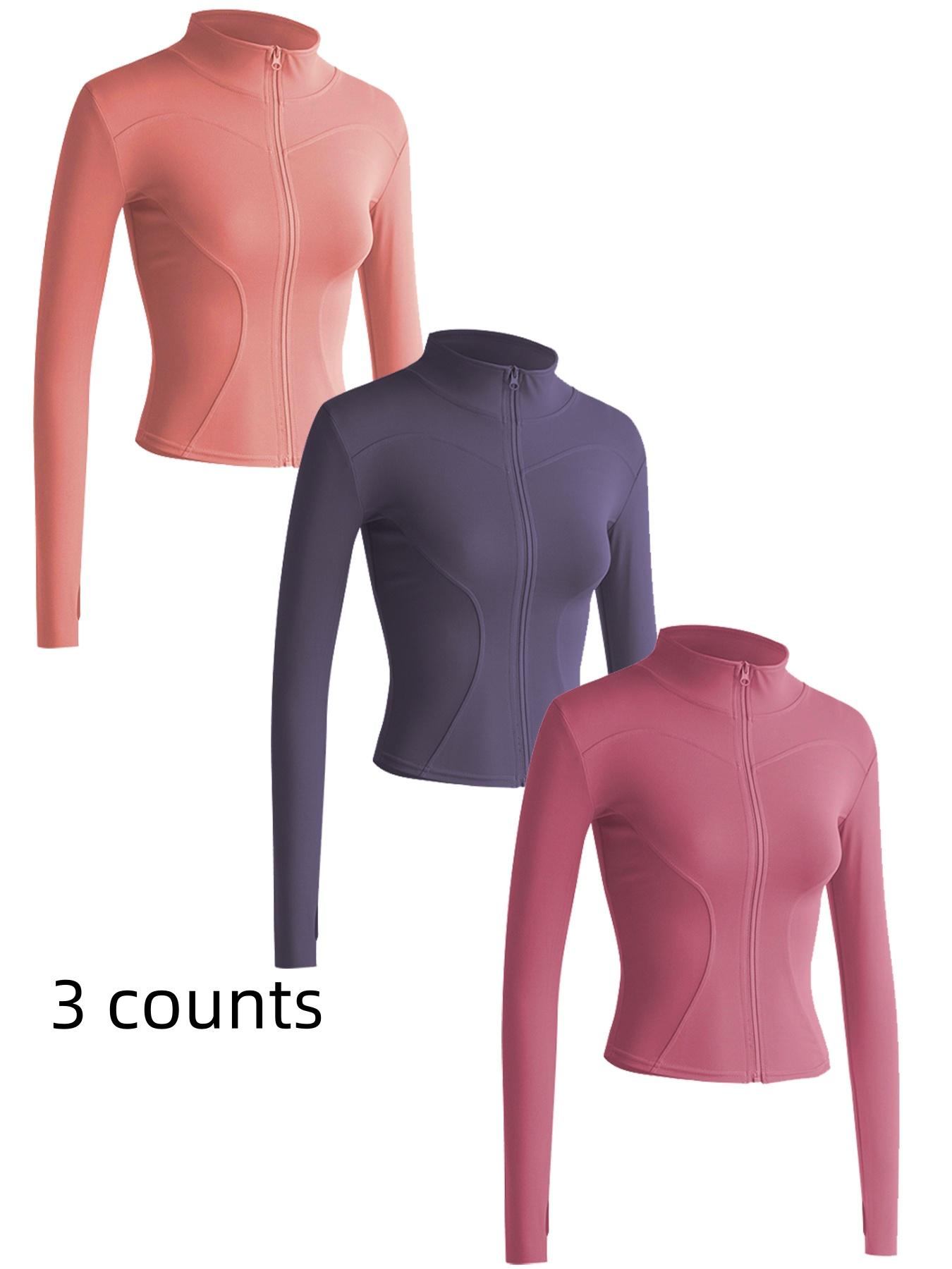 Women's Solid Zip Up Mock Neck Sports Outerwear, Athletic Long Sleeve Sports Top, Gym Clothes, Comfortable Ladies Jacket for Indoor Outdoor Wear, Gym Clothing, Valentine's Day Gift for Girl, Fall Gift