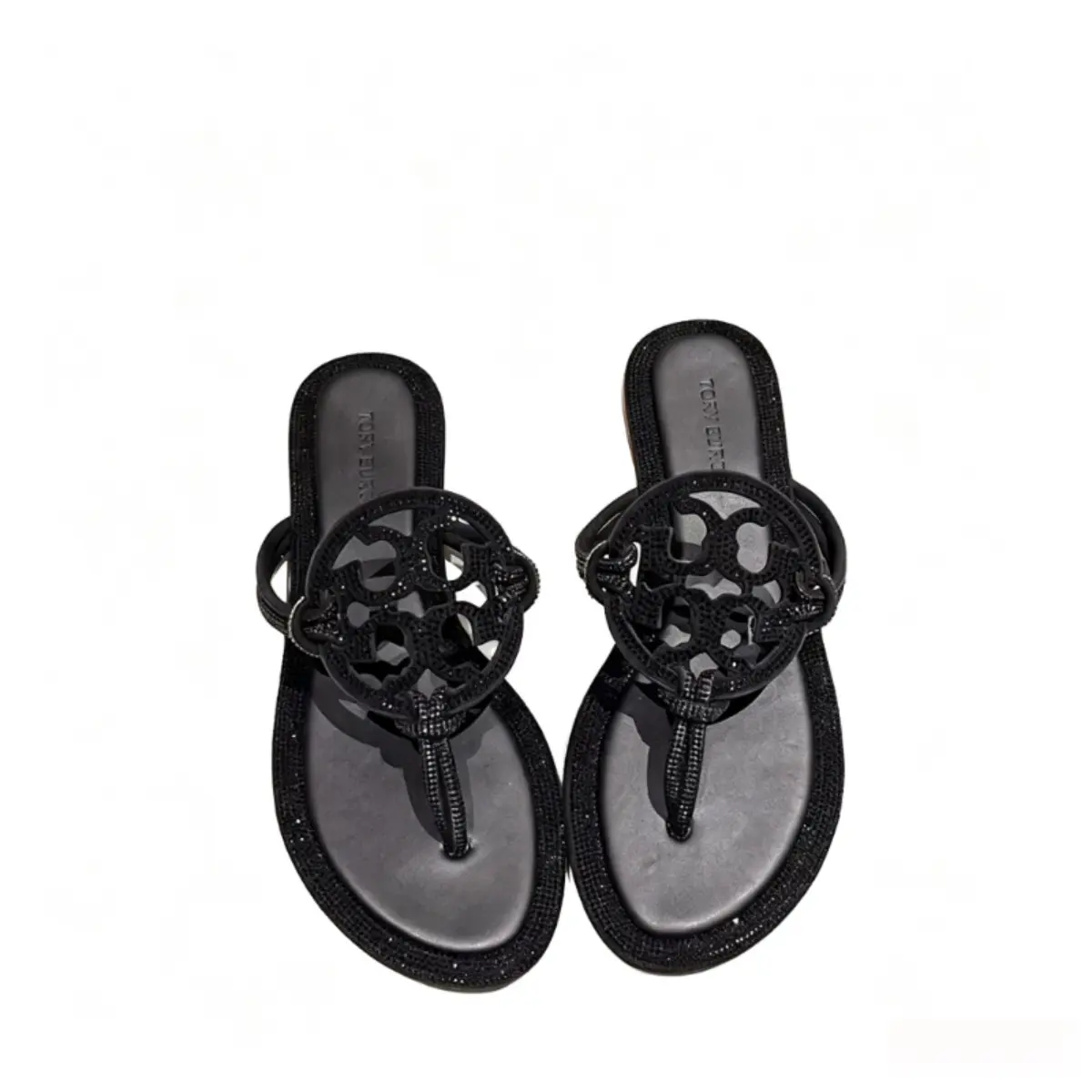 Trendy  Crystal-Embellished Flat Sandals | Elegant Cut-Out Design Flip Flops, Lightweight & Non-Slip for Daily & Vacation