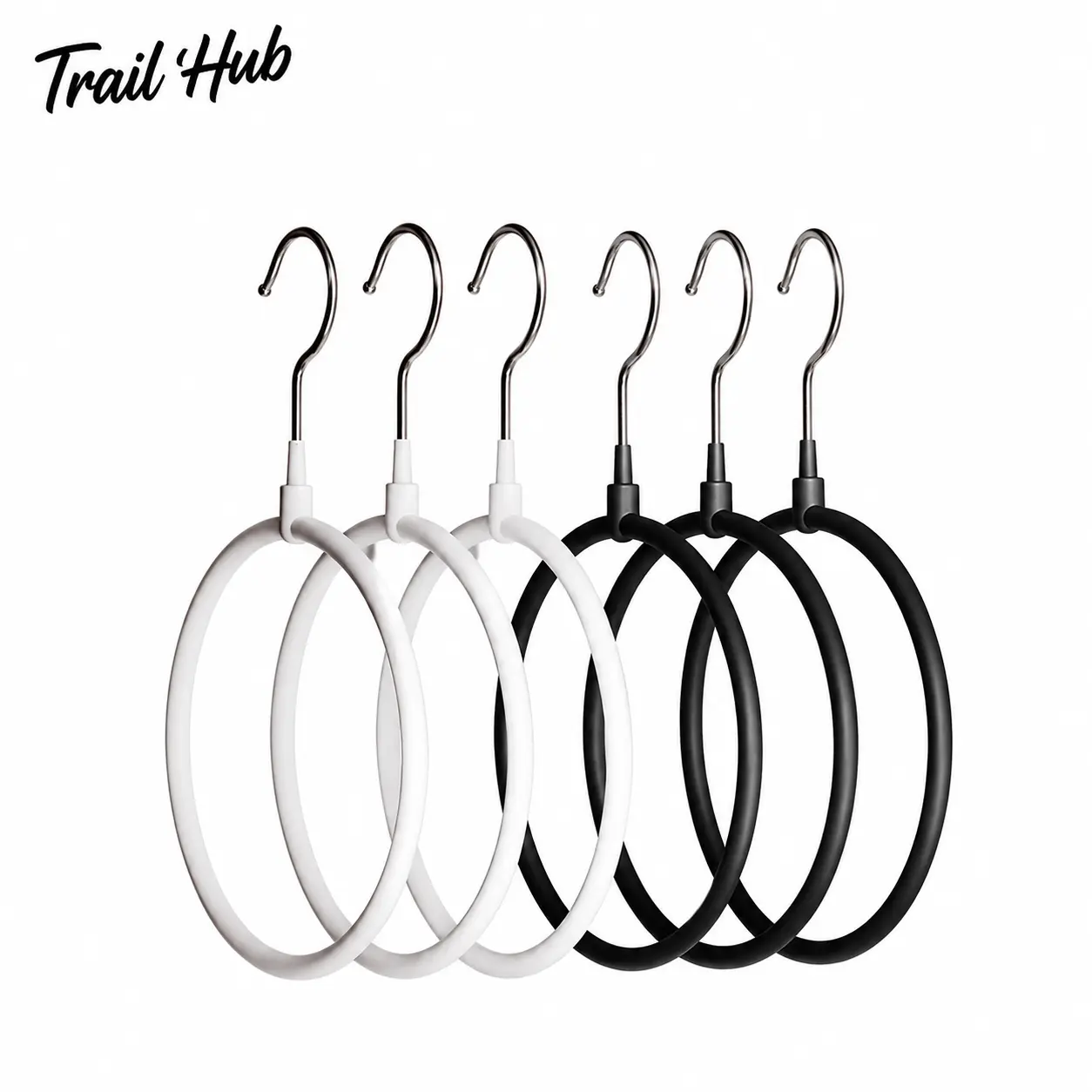 Large Circular Wall-Mounted Metal Ring Holder Scarf & Tie Organizer - Space-Saving Rust-Resistant Smooth-Finish Rack for Silk Scarves, Belts, Accessories - Bedroom, Closet Use