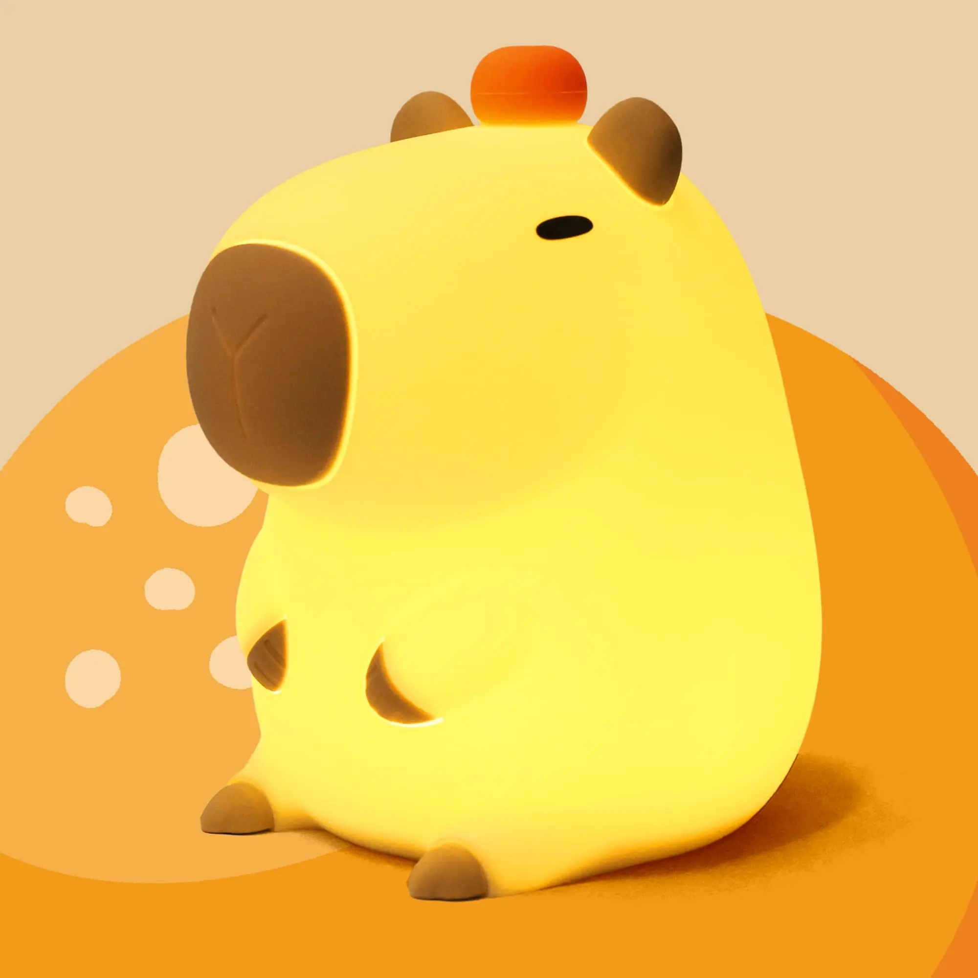 Cute Capybara Night Light, LED Soft Animal Night Lamp, Silicone Novelty Night Light, Kids Fun Water Pig Gift, Adjustable Brightness, Rechargeable Touch Lamp