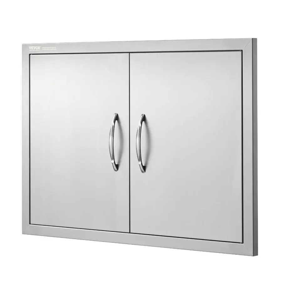 VEVOR BBQ Access Door, 30Wx 21H Inch Double Outdoor Kitchen Door, Stainless Steel Flush Mount Door, Wall Vertical Door with Handles, for BBQ Island, Grilling Station, Outside Cabinet