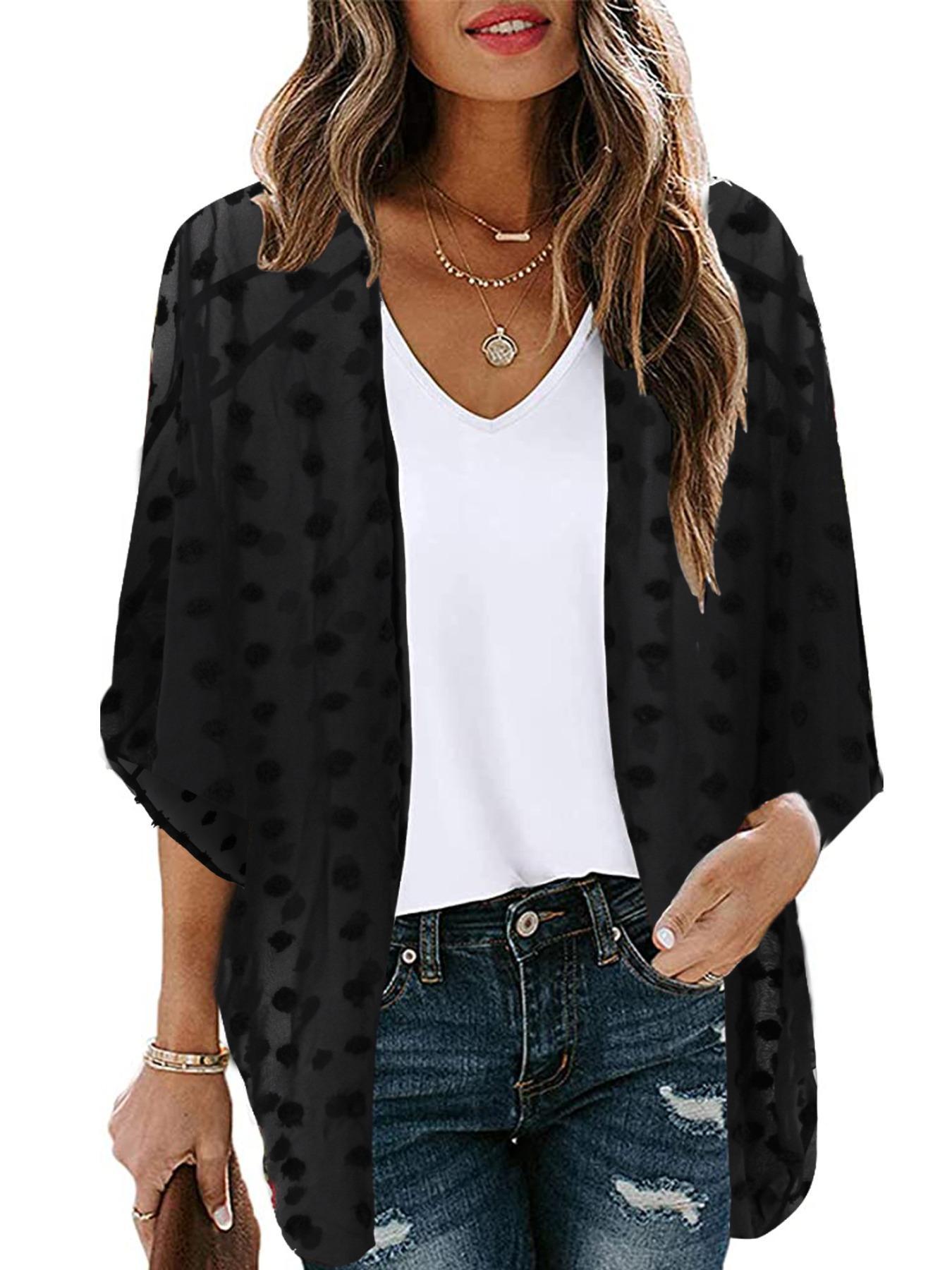 Women's Paisley Print Batwing Sleeve Cover Up, Casual 3/4 Length Sleeve Open Front Cover Up For Summer, Fashion Women's Swimwear For Beach Vacation, Swimwear Coverups