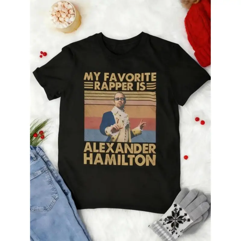 Alexander Hamilton Vintage Print Cotton T-Shirt - Broadway Fan's Casual Tee, Soft Lightweight Fabric, Round Neck Short-Sleeve Sports Top, High-Quality Ink