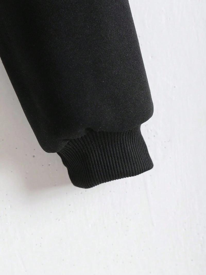 Casual Thermal Zip Up Crop Hoodie Hooded Sweatshirt Black Drawstring Thermal Lined Long Sleeve Pullover Fall Outfit For Girls Teenagers Kids Size 8-16Y B2713 comfortable Girls' Graphic Print Hoodie sequins pants sunburst beauty page ants granola Face