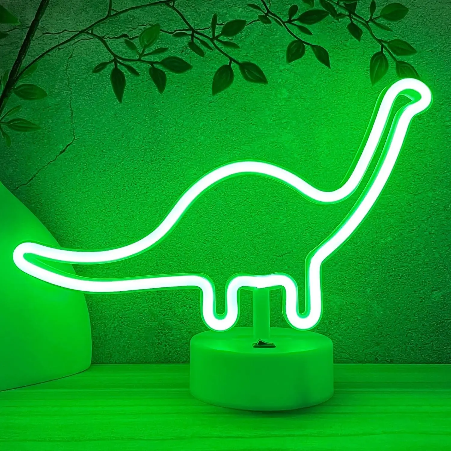 Dinosaur Neon Sign, Green LED Dino Light for Boys Room Kids Girls Bedroom Nursery Classroom Table Desk Stand Night Light, Toddlers Christmas Birthday Present(Gift)