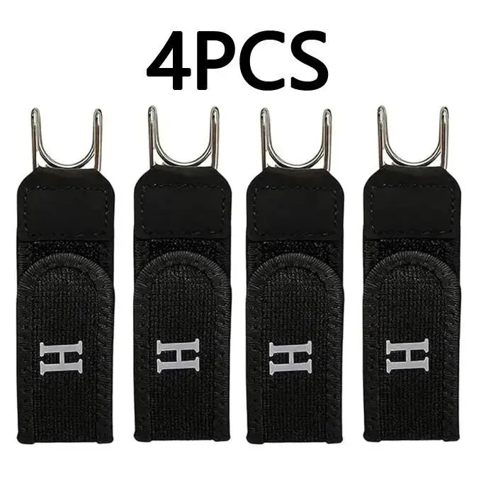 4-Piece Metal Hook Elastic Belts - Buckleless, Hole-Free, Adjustable Invisible Waist Straps for Outdoor Work, Travel, Party Gift Essential