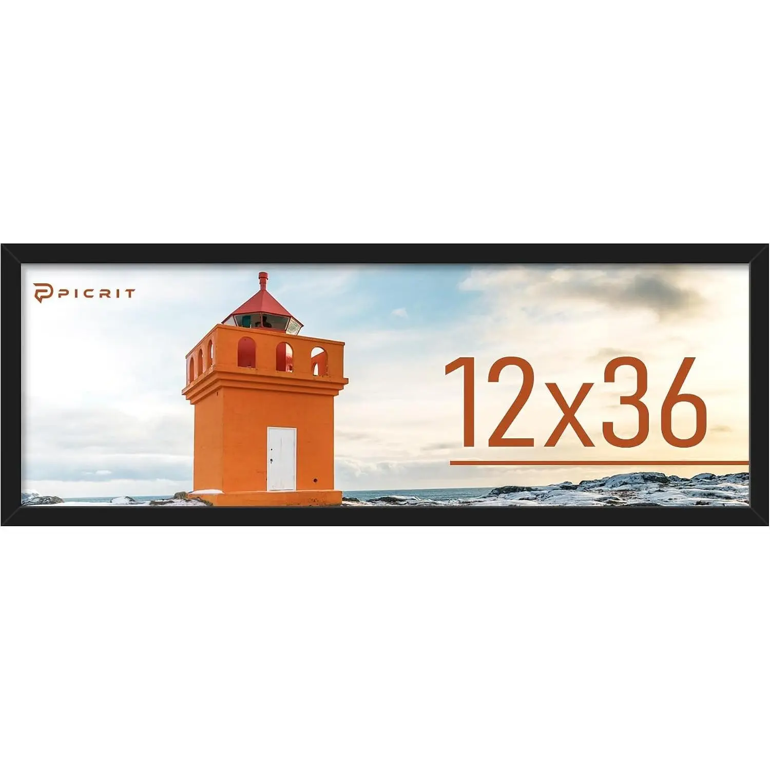 12x36 Picture Frame, Poster Frame for Wall Mounting, Black | Fits 12x36 Panoramic Prints and Artwork, Clear Shatterproof Cover, Horizontal or Vertical Wall Mount, Gallery Wall, 1 Pack