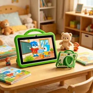 1 piece, Kids Tablet, 7 Inch Tablet For Kids, Android 2.4G WiFi/BT/1024x600 IPS Display/GMS/Parental Control/3000mAh/Dual Camera/With Shockproof Case, Educational, Games(