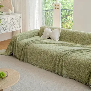 Thick Couch Cover for Pets Washable Sofa Covers Blanket Boho Sectional Sofa Cover for 3 Cushion Couch Colorful Polka Dots Furniture Protector Pet Friendly, Meadow Green 71" X 134"