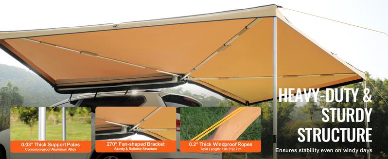 TikTokShopBlackFriday  VEVOR 270 Degree Vehicle Overland Awning, Free Standing, Driver Side Waterproof Car Shelter, UV50+ Vehicle Awning for SUV Truck Van -Ultimate Sun Protection 270LTE