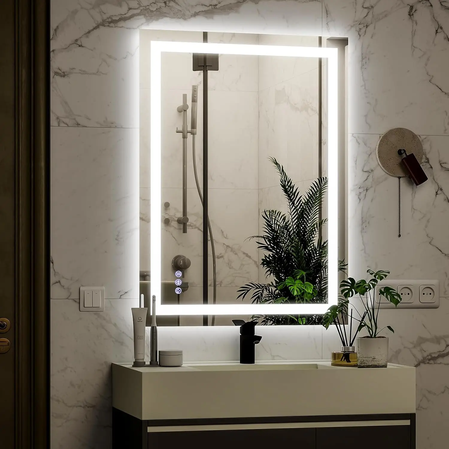 24 x 32 Inch LED Bathroom Mirror 3 Color Adjustable Modes