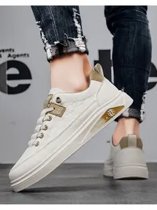 Multi-purpose Minimal Men Platform Skate Footwear, Shock-absorb Anti-slip Sole Easy Slip-on For Sports, Commute And Daily Street Outfits