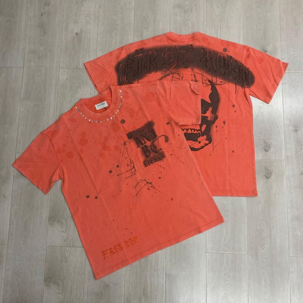 First Row Streetwear Vintage Washed Diamond Rhinestone Cropped Tee Y2K Retro Hip Hop Bling Shiny Graphic Oversized Loose Fit Crew Neck Short Sleeve Pure Cotton Viral Trendy Casual Daily Couple Matching Summer Streetwear Must Have Top For Men Unisex