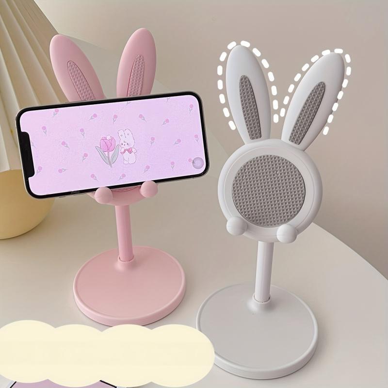 Cute Rabbit Design Phone Holder, Universal Smartphone Holder, Adjustable-Height Phone Stand, Desktop Cellphone Holder Stand for Home Office, Phone Accessories, Mobile Mount #GLOBAL PICKS