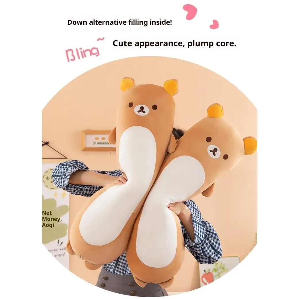 60-80cm Cute Rilakkuma Long Pillow Plush Toy Extra Soft Leg Cuddling Pillow For Sleeping Sofa Cushion Office Nap Pillow Gift