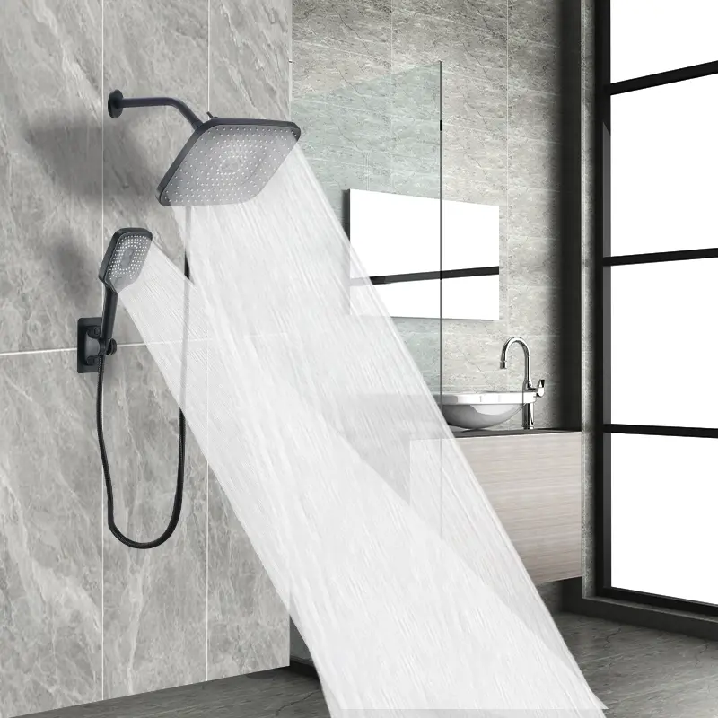 Contemporary 12-Inch High-Pressure Shower Head Combo, Handheld Sprayer, Adjustable Settings, Leak-Proof, Wall Mount, Painted Finish