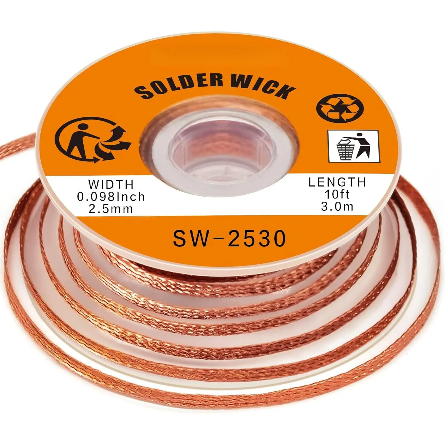 Solder Wick Braid 10ft Desoldering Wick Braid Remover Tool With Flux No-Clean Soldering Wick Desolder Soldering 0.1 inch Width