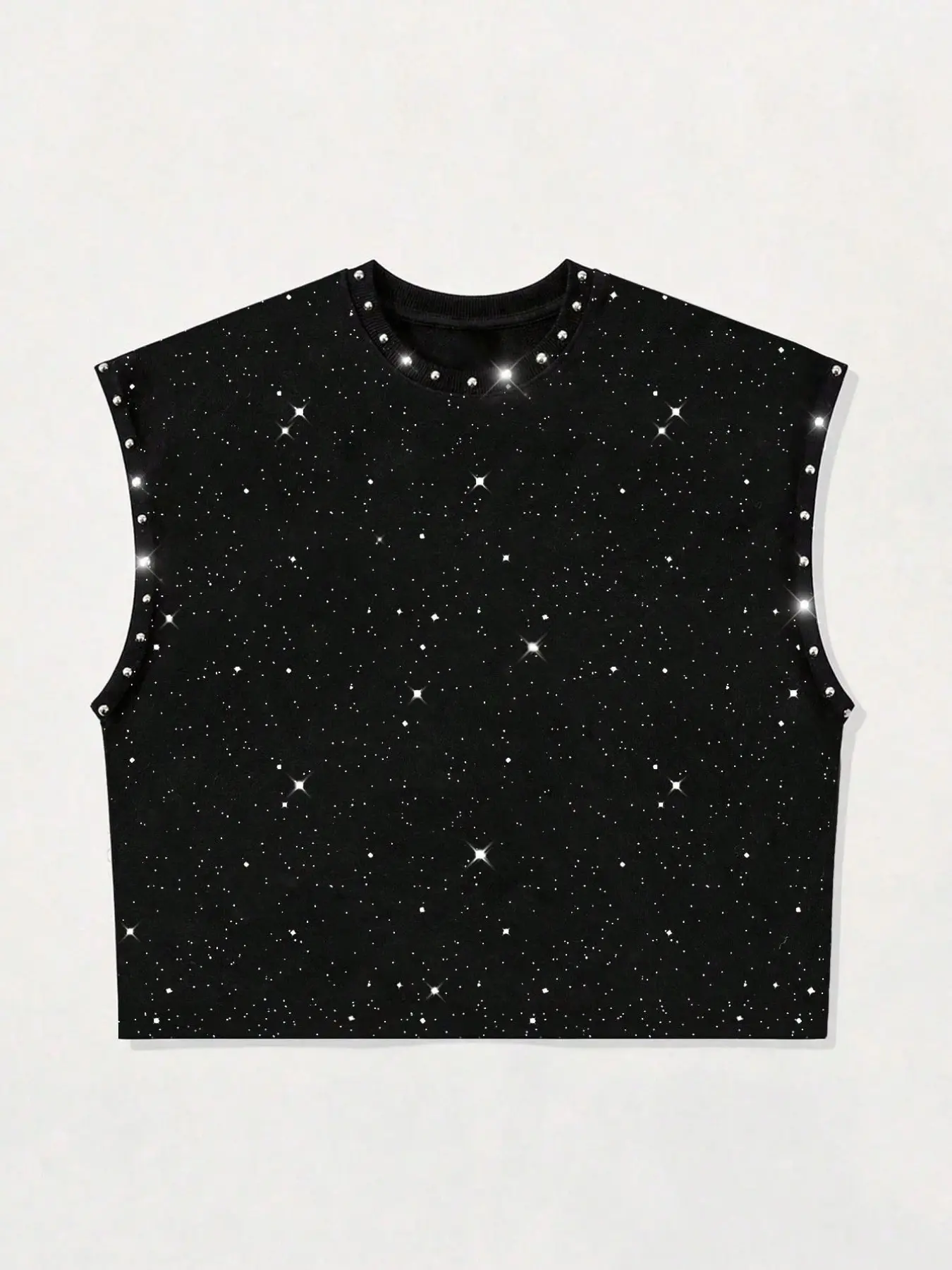 Sparkling rhinestone sleeveless vest | The Milky Way in the night sky is imprinted on your body.