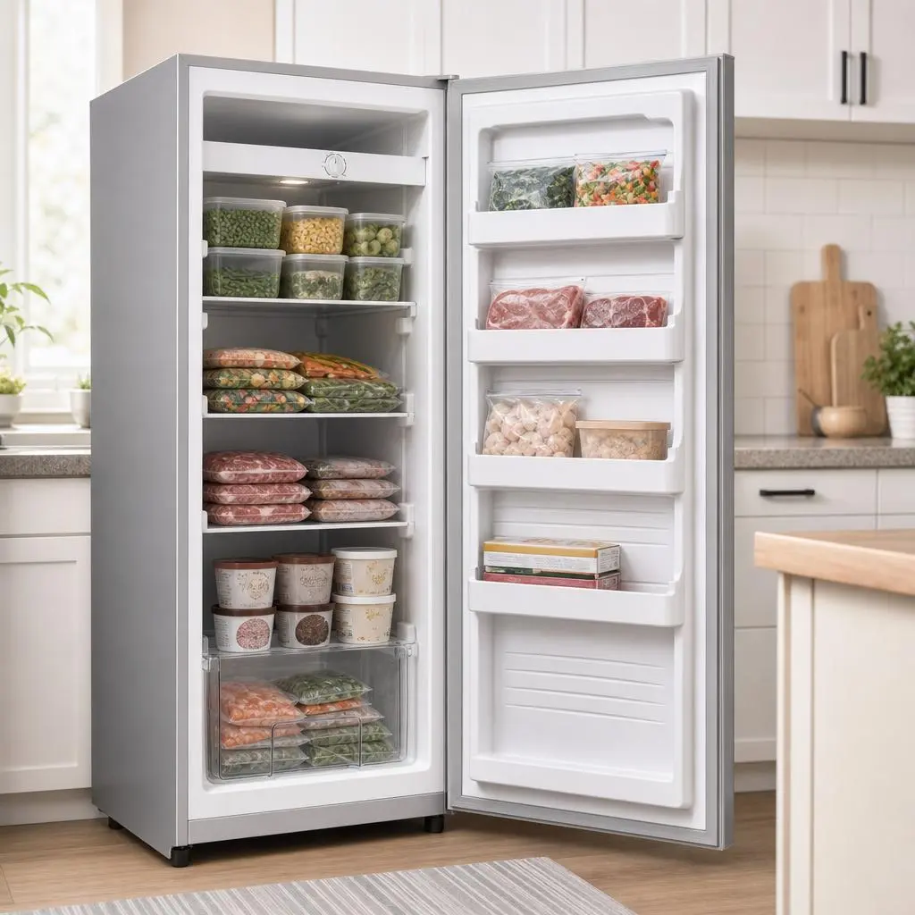 7 cu.ft Convertible Upright Freezer Refrigerator, Garage Ready Single Door Compact Freezer with Adjustable Glass Shelves & Manual Defrost for Home, Apartment, Office