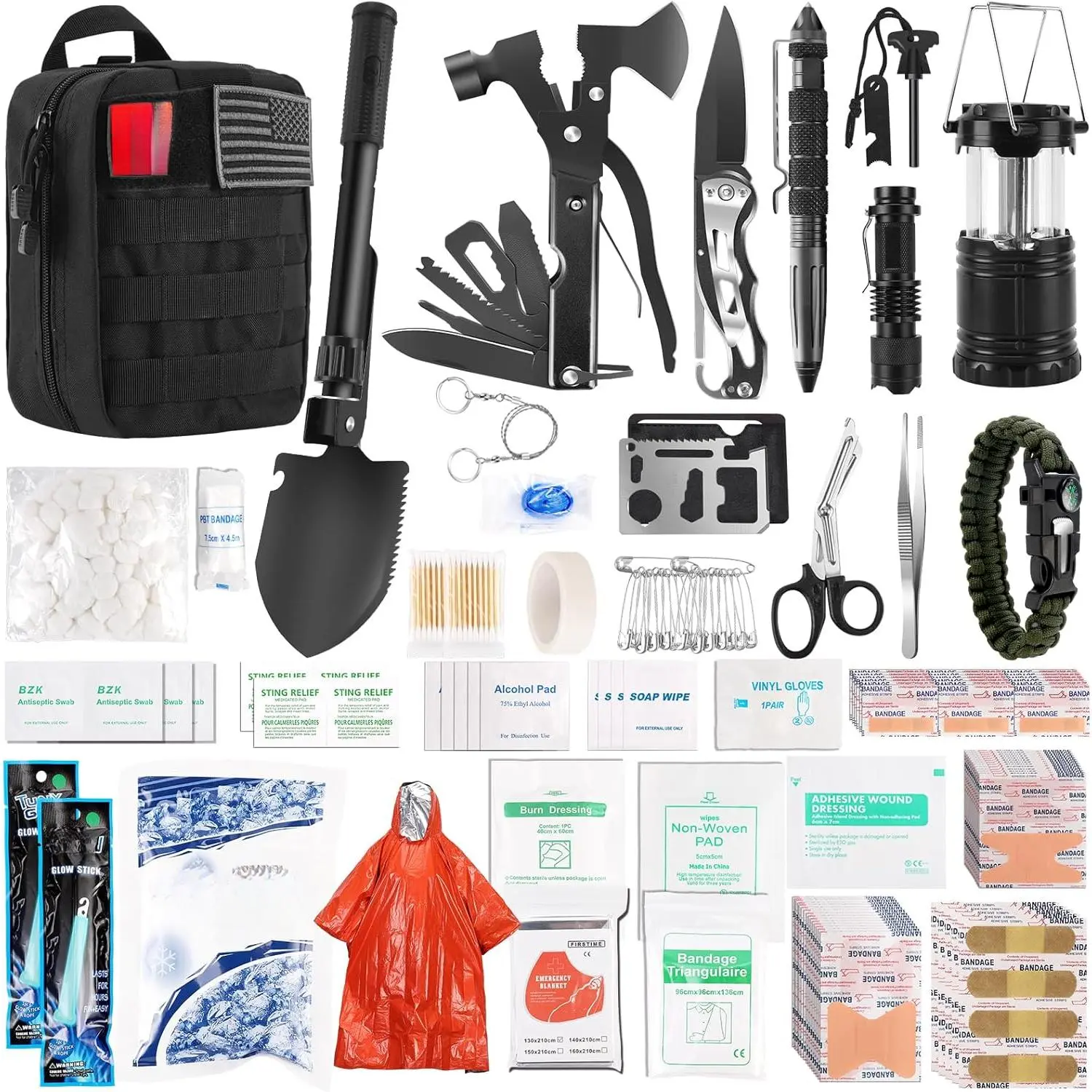 318 PCS Comprehensive Emergency Survival Backpack Kit, First Aid Med Supplies, Survival Gear for Camping Hiking, Male Gift for Christmas Birthday Him Men, Comprehensive Kit