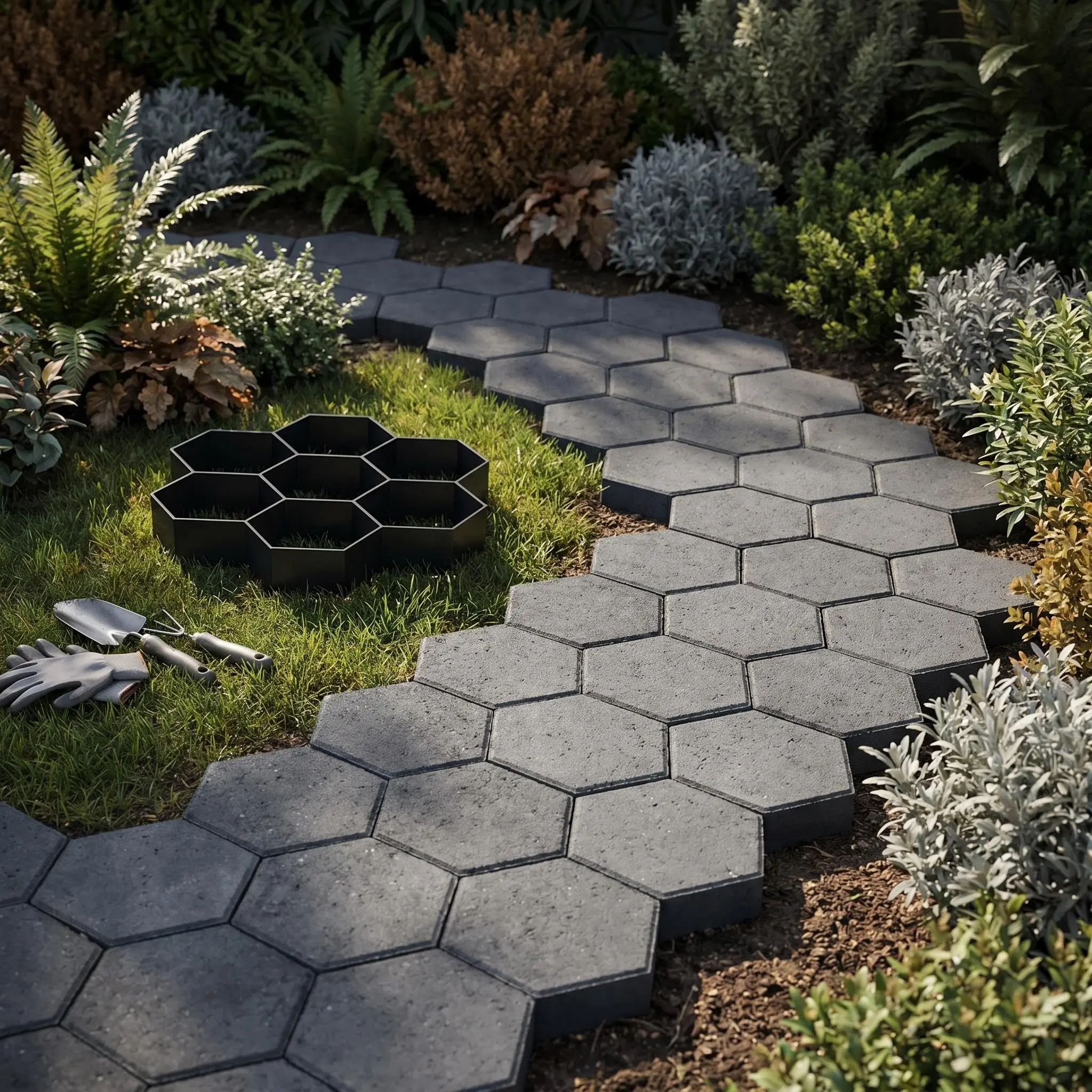 Hexagonal Concrete Step Stone Mold, Reusable Plastic DIY Outdoor Projects Garden Path Mold, Durable, Easy to Remove, Weather Resistant, for Walkways, Patios, Backyards