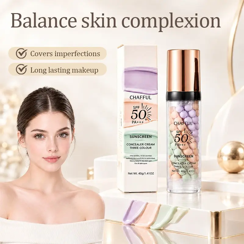 3-in-1 Color Correcting Face Sunscreen Serum, Facial Tinted Sunscreen, Broad-Spectrum SPF 50 PA+++, Oil-Control % Matte, Hydrating, Evens Skin Tone, Radiant Glow Daily Facial Skincare Product