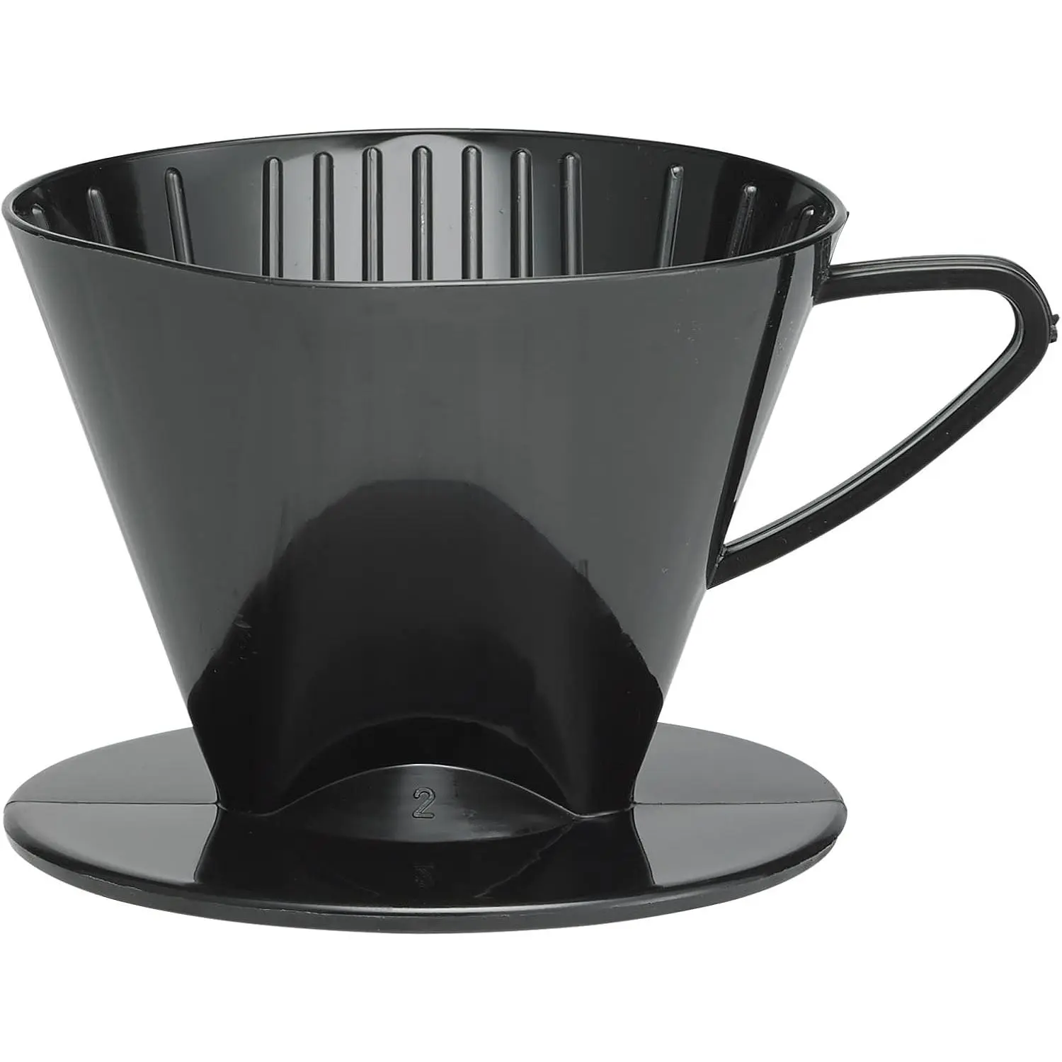 Pour-Over Coffee Brewing Filter Cone, Number 2-Size, Black, Brews 2 to 6-Cups