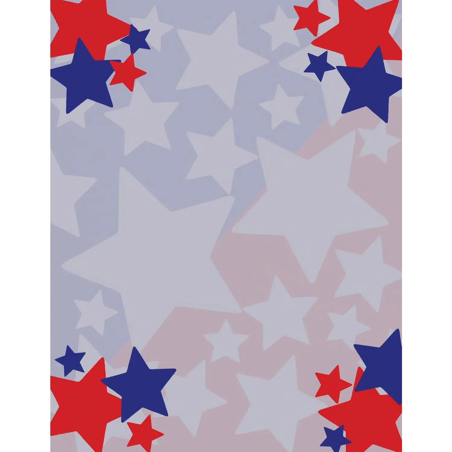 Stars Printable Letterhead Stationery Paper - 50 Sheets 8.5" x 11" Decorative Writing Paper - Patriotic Flag Letter Paper - 28lb Bond (105gsm) for 4th of July Memorial Day Invitations Events