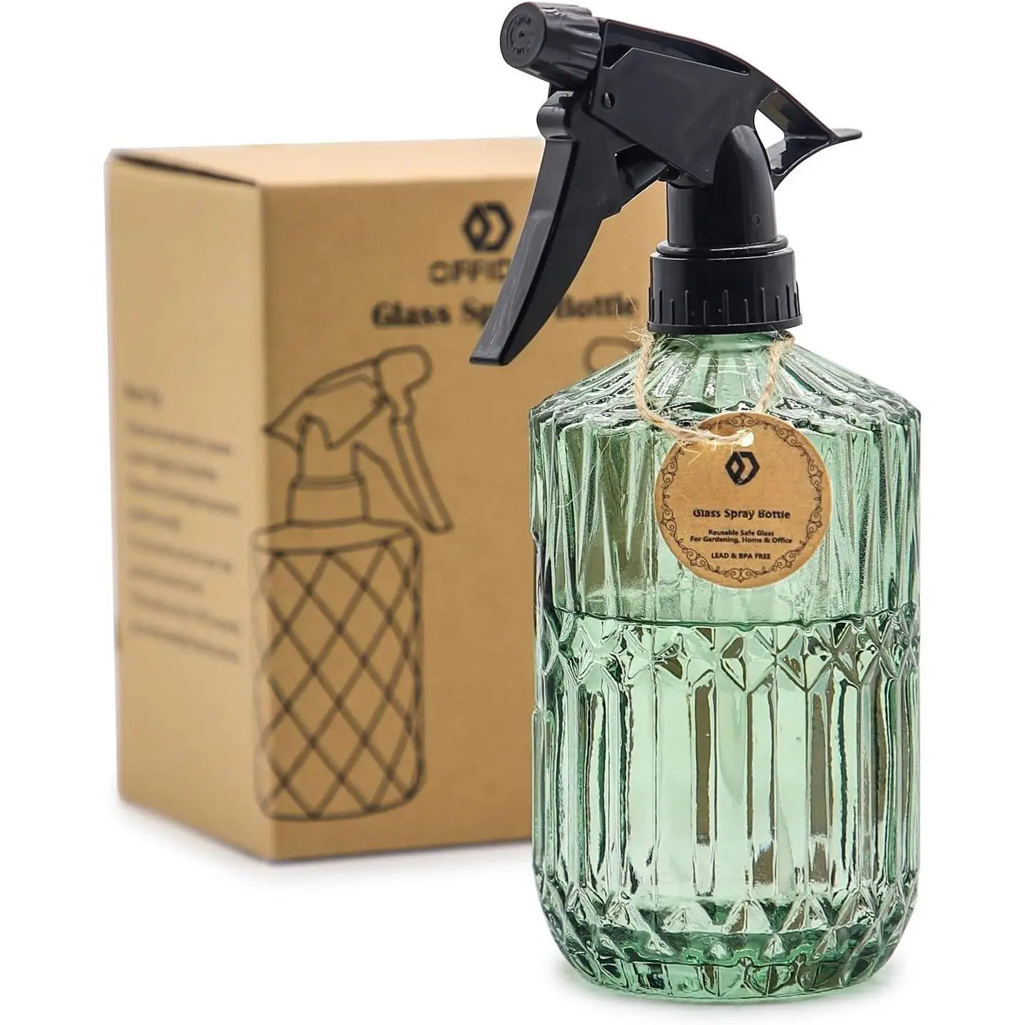 Fine Mist  Mister, Glass  Bottles, Green Misters 15 oz | Adjustable Nozzle  Bottle, Empty  Mister Bottle Indoor Outdoor Gardening Cleaning Work 400 ml  Water Mister