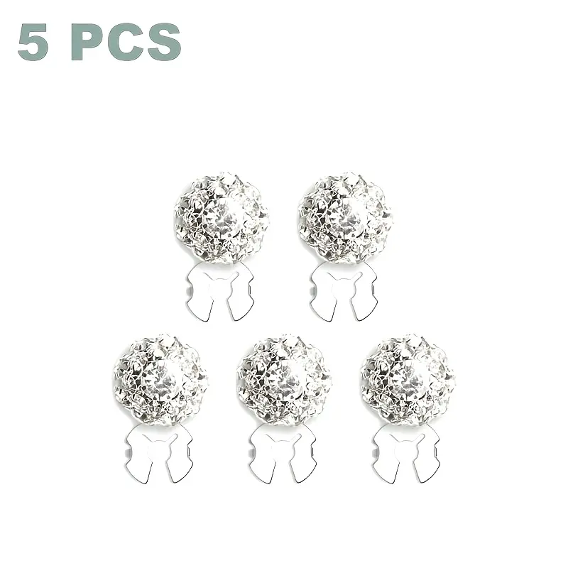 Women's Rhinestone Button Covers, 5-Piece Set with Detachable Clips, for Clothing, Dresses, Suits