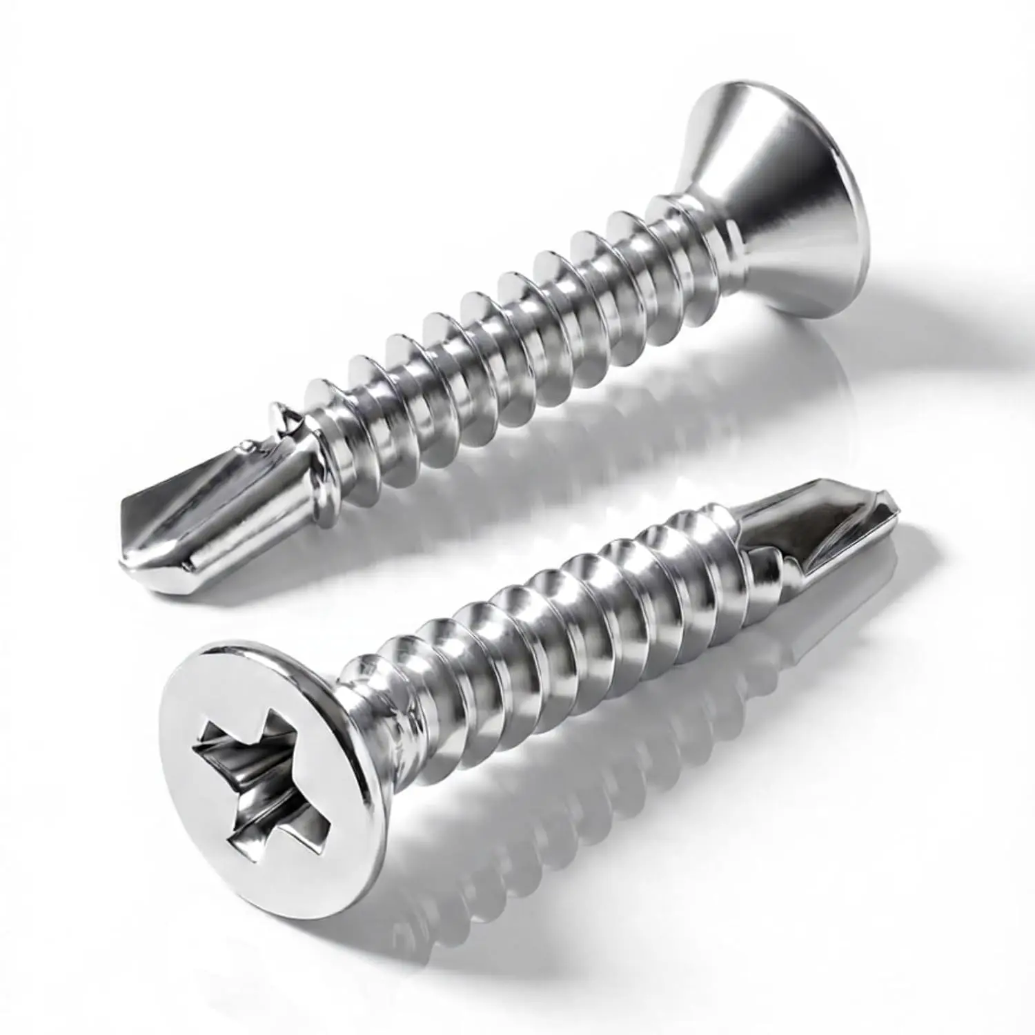 #8 x 2 (100 Pack) Flat  Phillips Drive Sheet Metal Screws, Stainless Steel 410 Self Drilling Screws,Countersun   Self-Tapping Screws for Metal, Plastic,